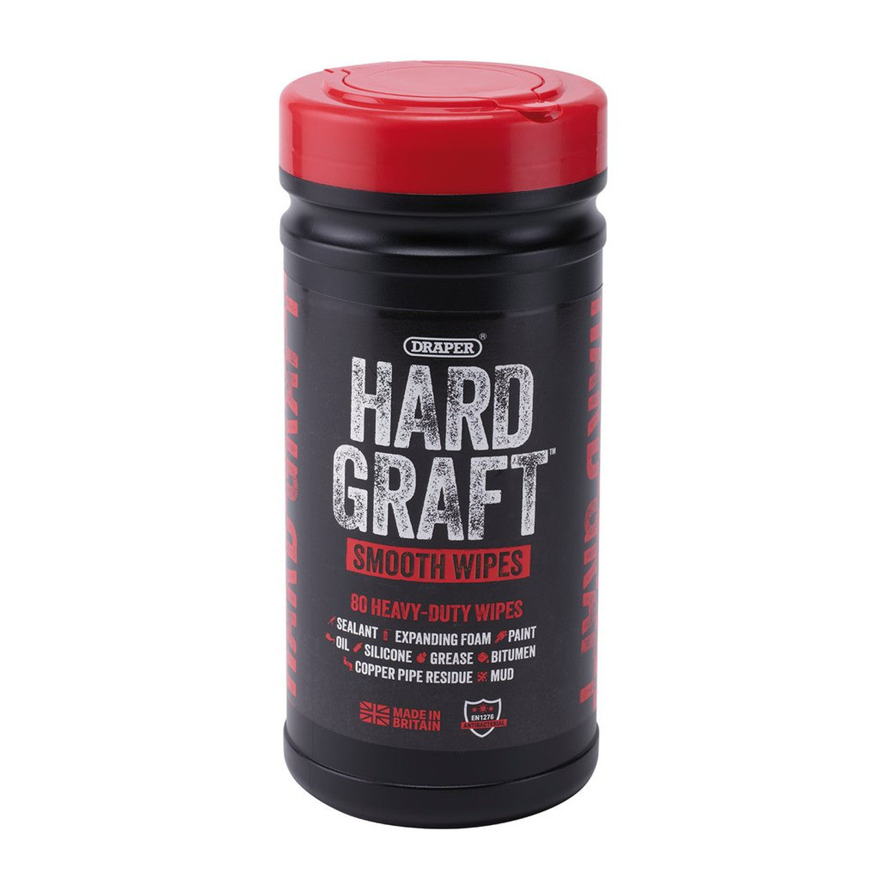 Draper Tools Hard Graft Multipurpose Wipes 80 Pack Non-Abrasive Cleaning