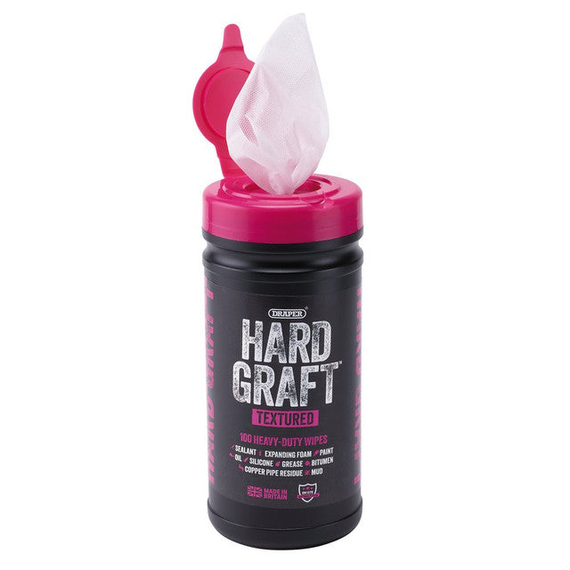 Draper Tools Hard Graft Heavy Duty Multipurpose Wipes Tub of 100 Sheets