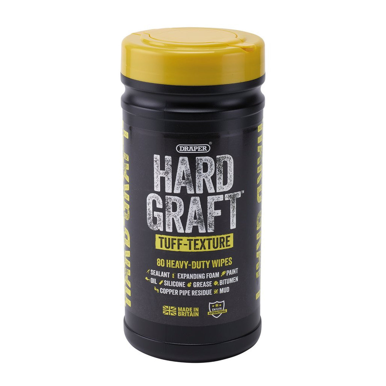 Draper Tools Hard Graft Tuff-Texture Wipes 80 Pack Heavy Duty Multi-Purpose