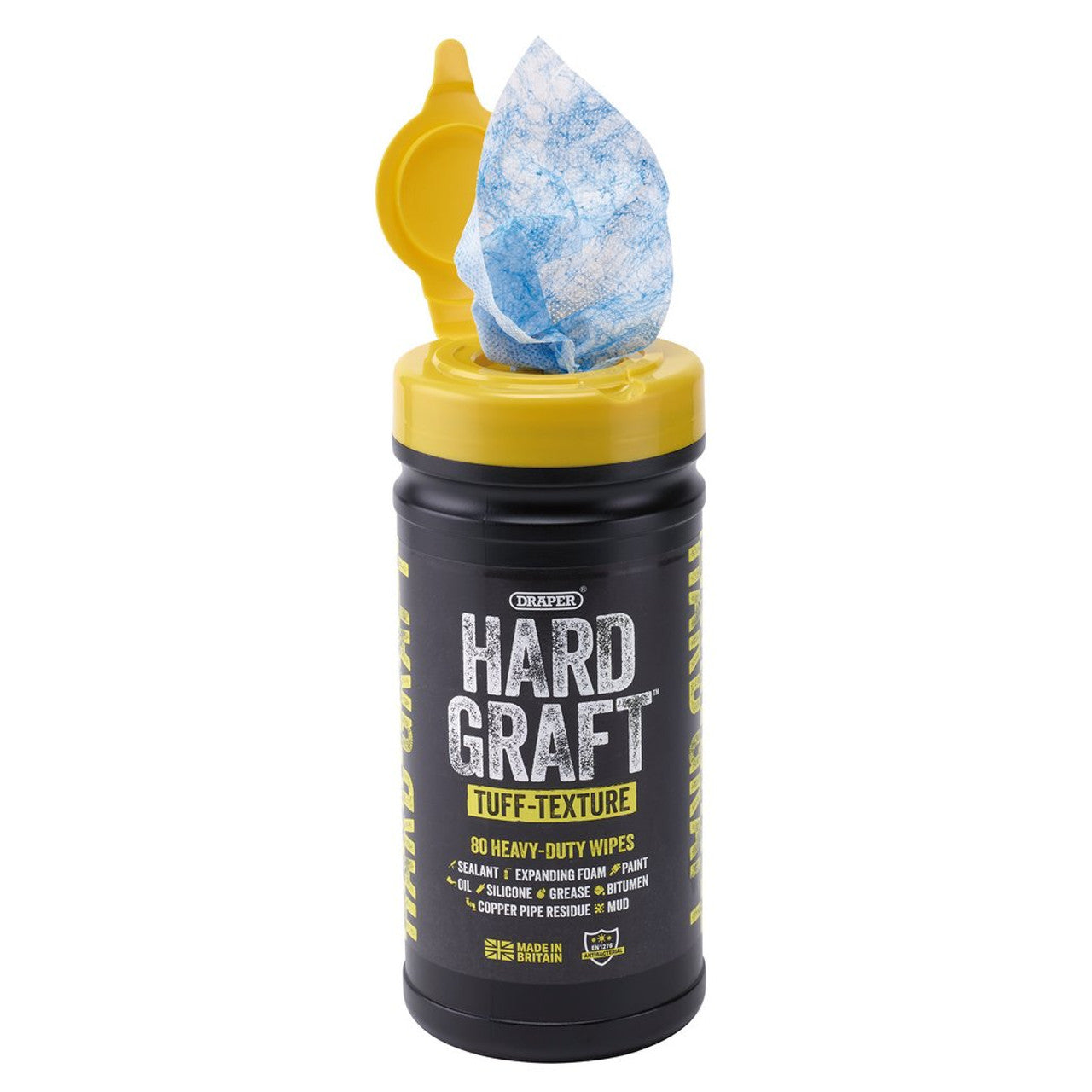 Draper Tools Hard Graft Tuff-Texture Wipes 80 Pack Heavy Duty Multi-Purpose