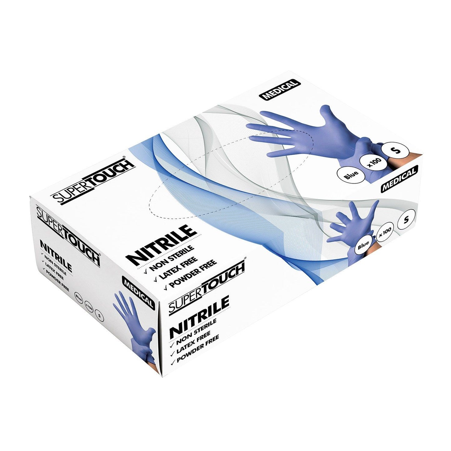 Supertouch Powderfree Nitrile Gloves 100 Pack Latex Free Micro Textured