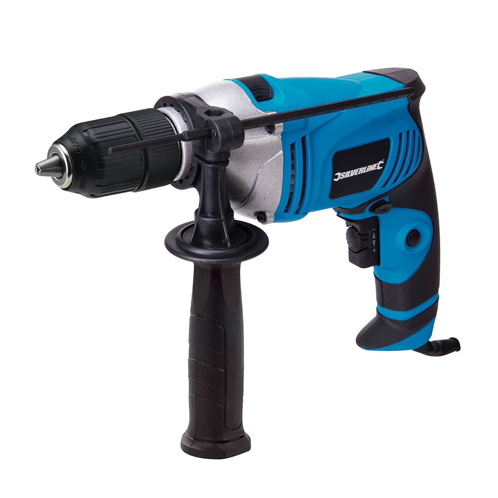 Silverline 710W Hammer Drill 13mm Keyless Chuck Variable Speed Rubber Handle