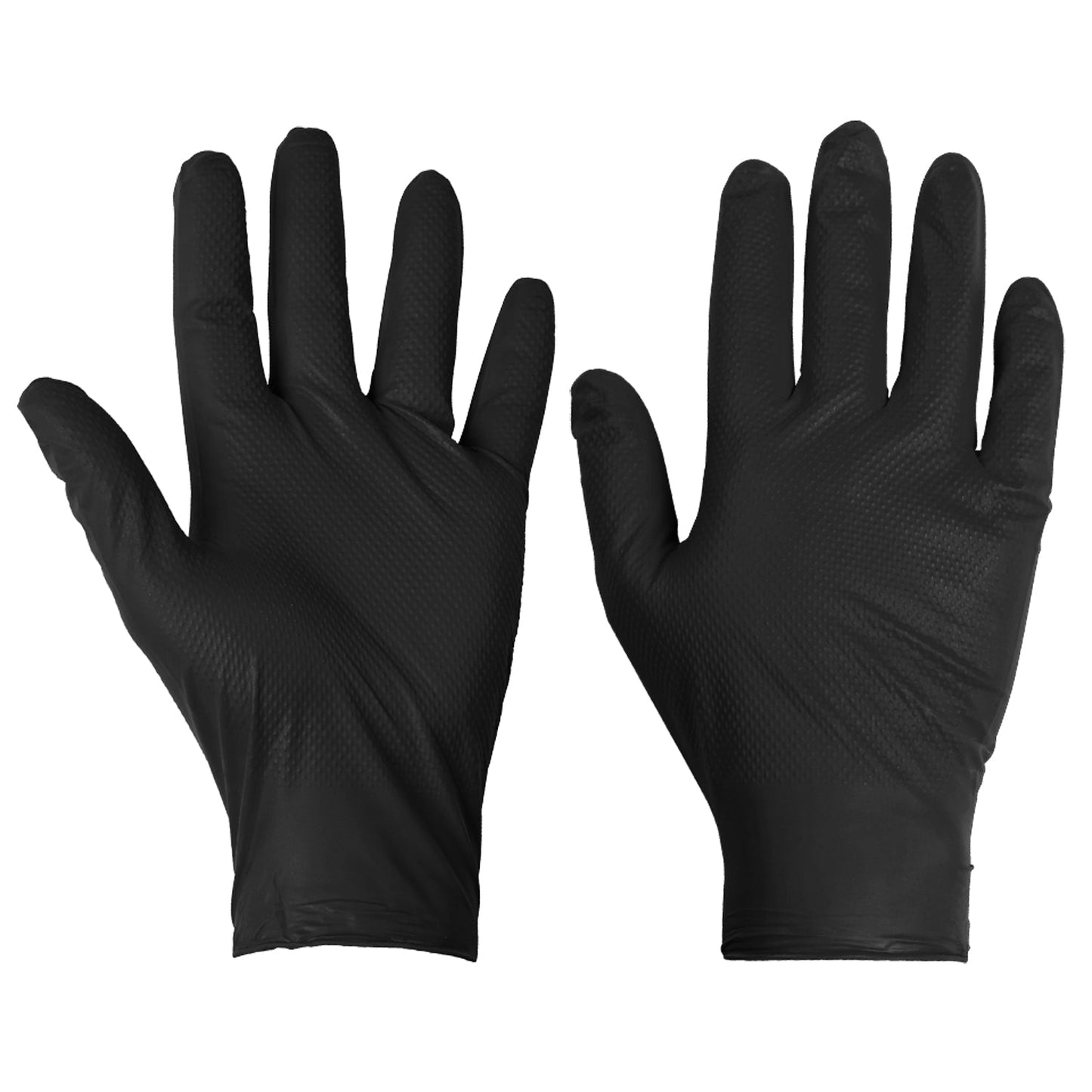 Supertouch Black Nitrile Diamond Grip Disposable Gloves - 100 Pack, Latex Free