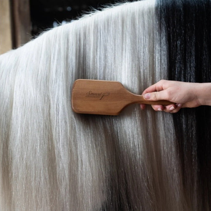 Smart Grooming Horse Mane and Tail Brush Wooden Paddle Detangler Tool
