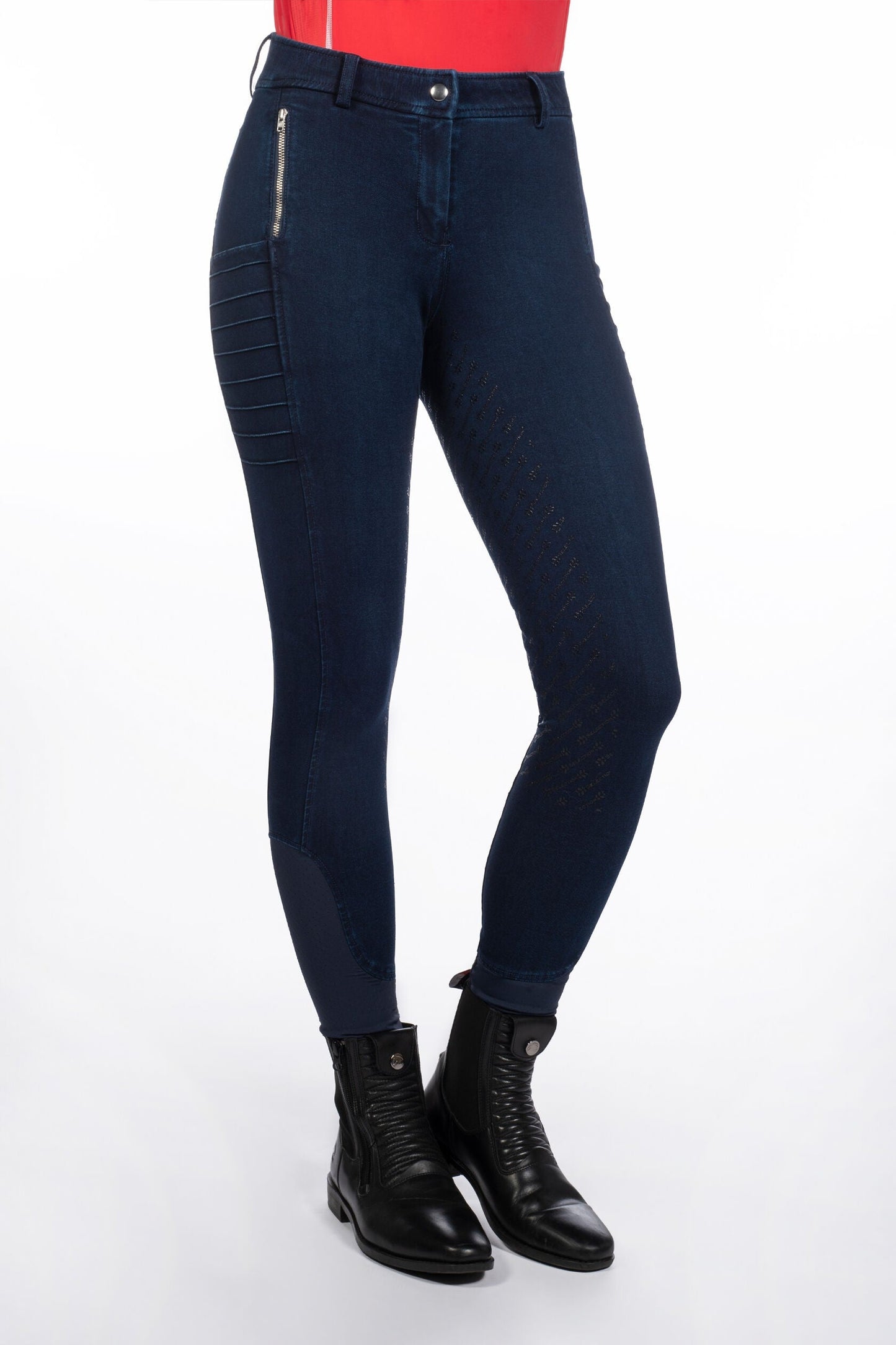 HKM Ladies Full Seat Riding Breeches -Aruba Denim- Silicone Comfortable Fit