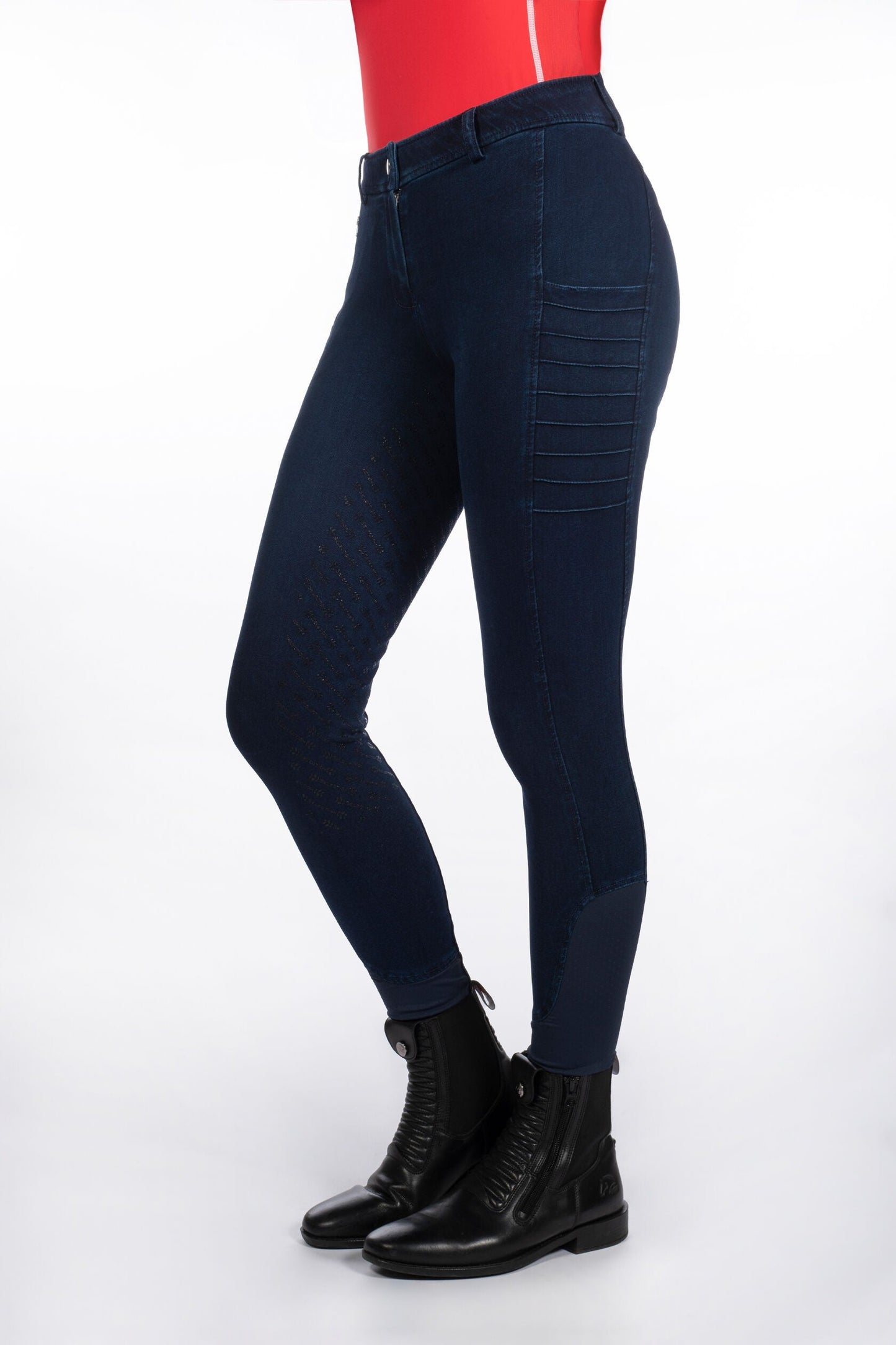 HKM Ladies Full Seat Riding Breeches -Aruba Denim- Silicone Comfortable Fit