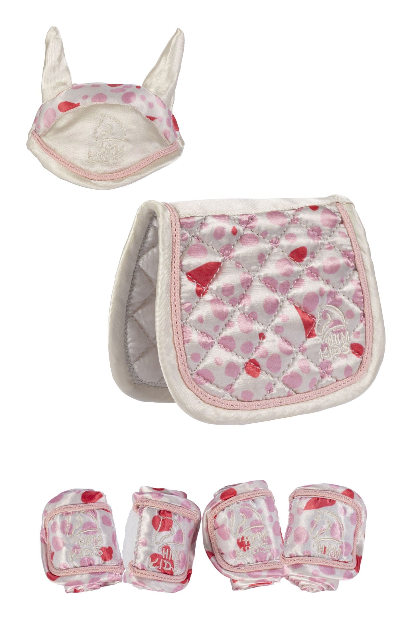 HKM Design Set -Cuddle Pony- Miniature Saddle Pad Fly Hood Bandages