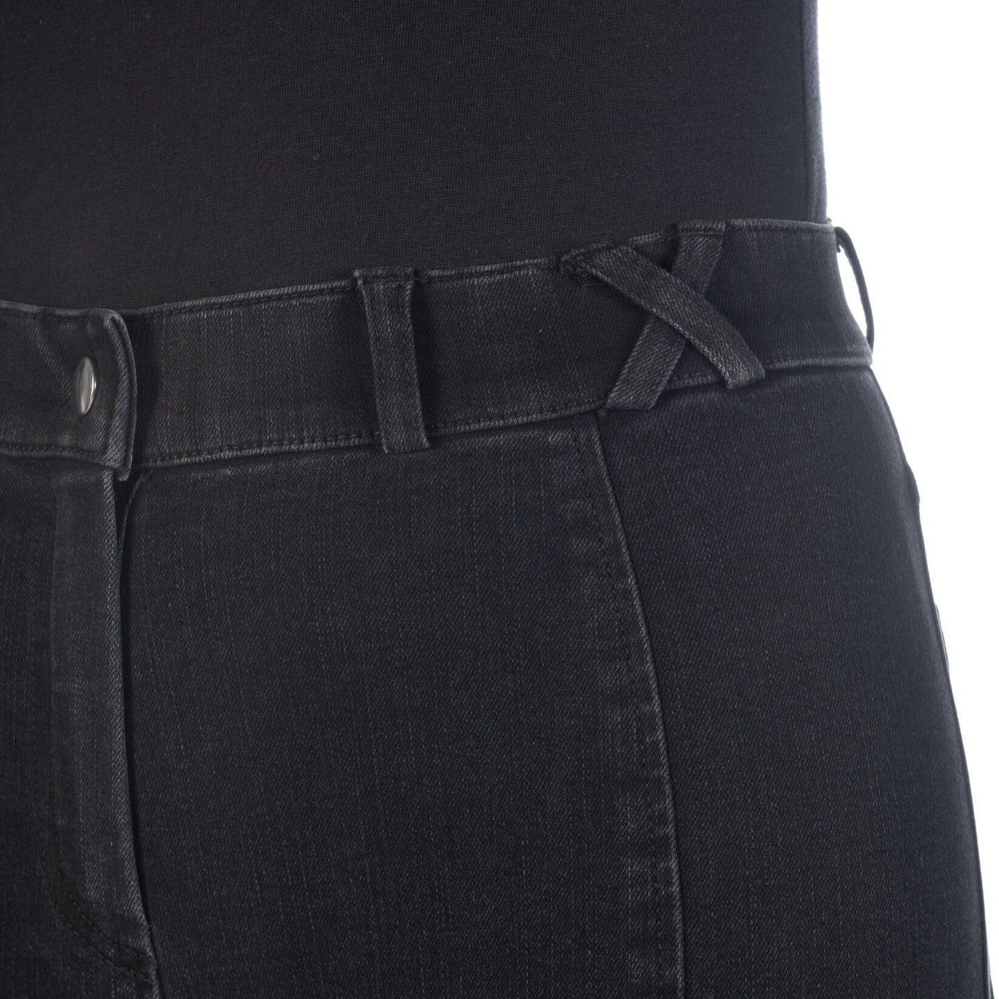 HKM Ladies Knee Patch Riding Breeches -Harbour Island Denim- Comfortable Fit