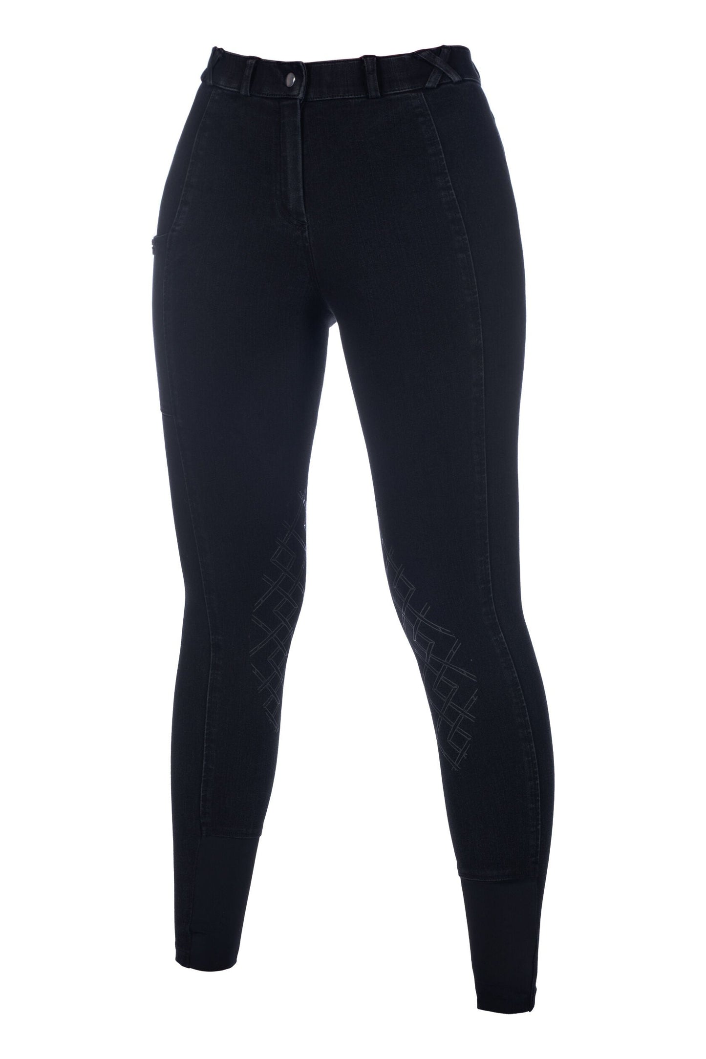 HKM Ladies Knee Patch Riding Breeches -Harbour Island Denim- Comfortable Fit