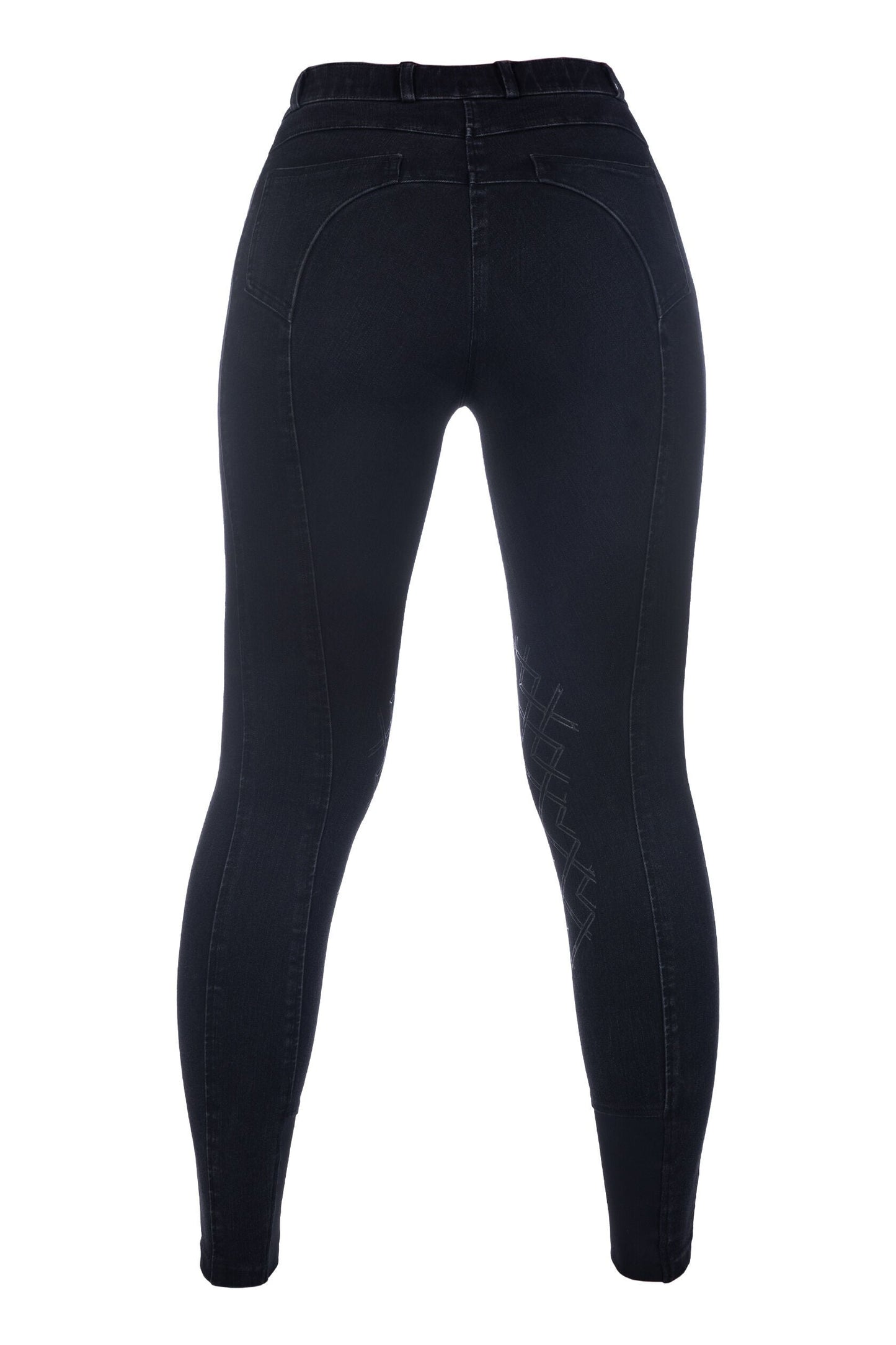 HKM Ladies Knee Patch Riding Breeches -Harbour Island Denim- Comfortable Fit