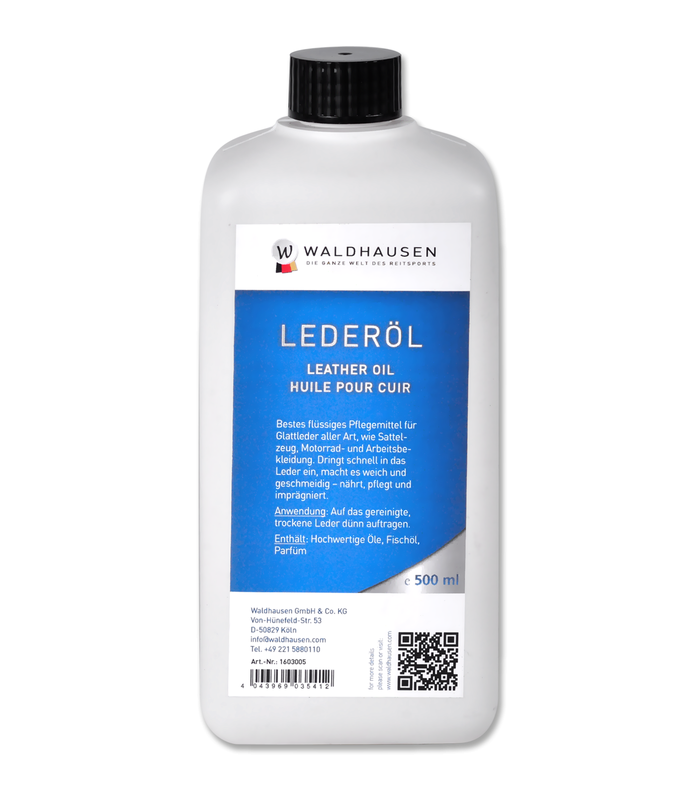 Waldhausen Horse Leather Oil for Smooth Leather Care and Protection