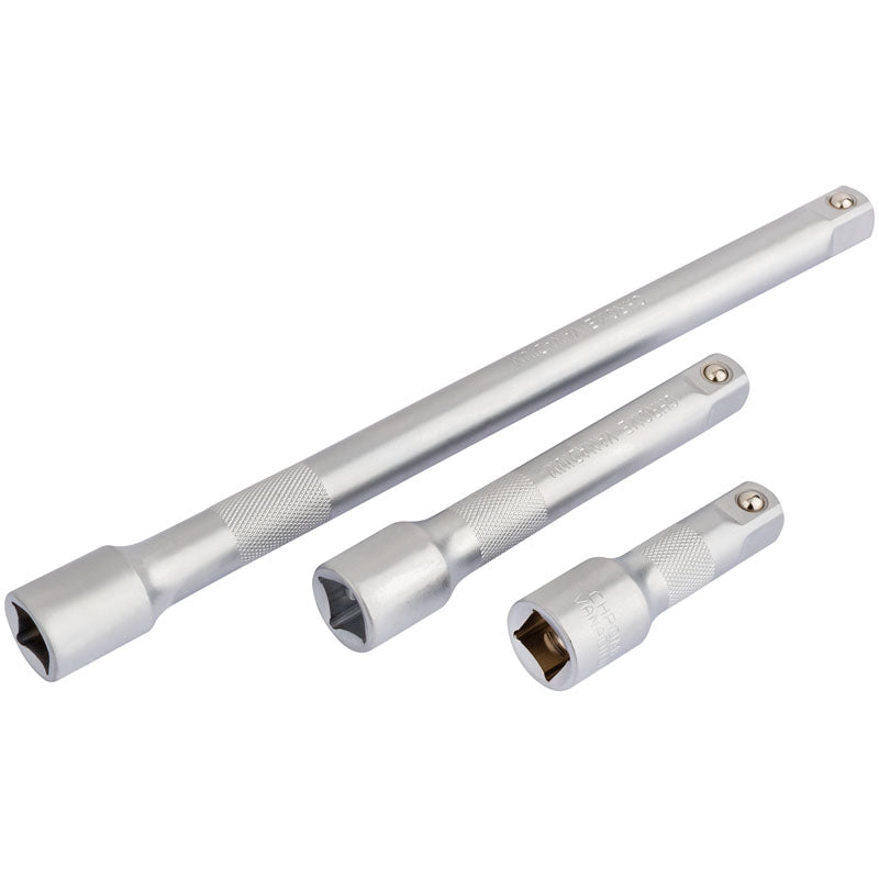 Draper 1/2" Drive Extension Bar Set 3 Piece Chrome Vanadium Steel 75-250mm