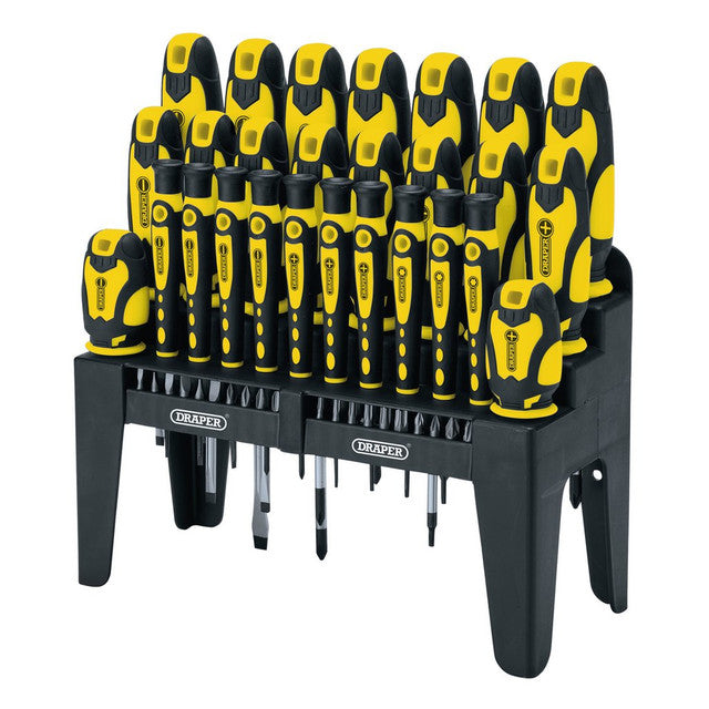 Draper Tools 47 Piece Soft Grip Screwdriver and Bit Set with Storage Stand