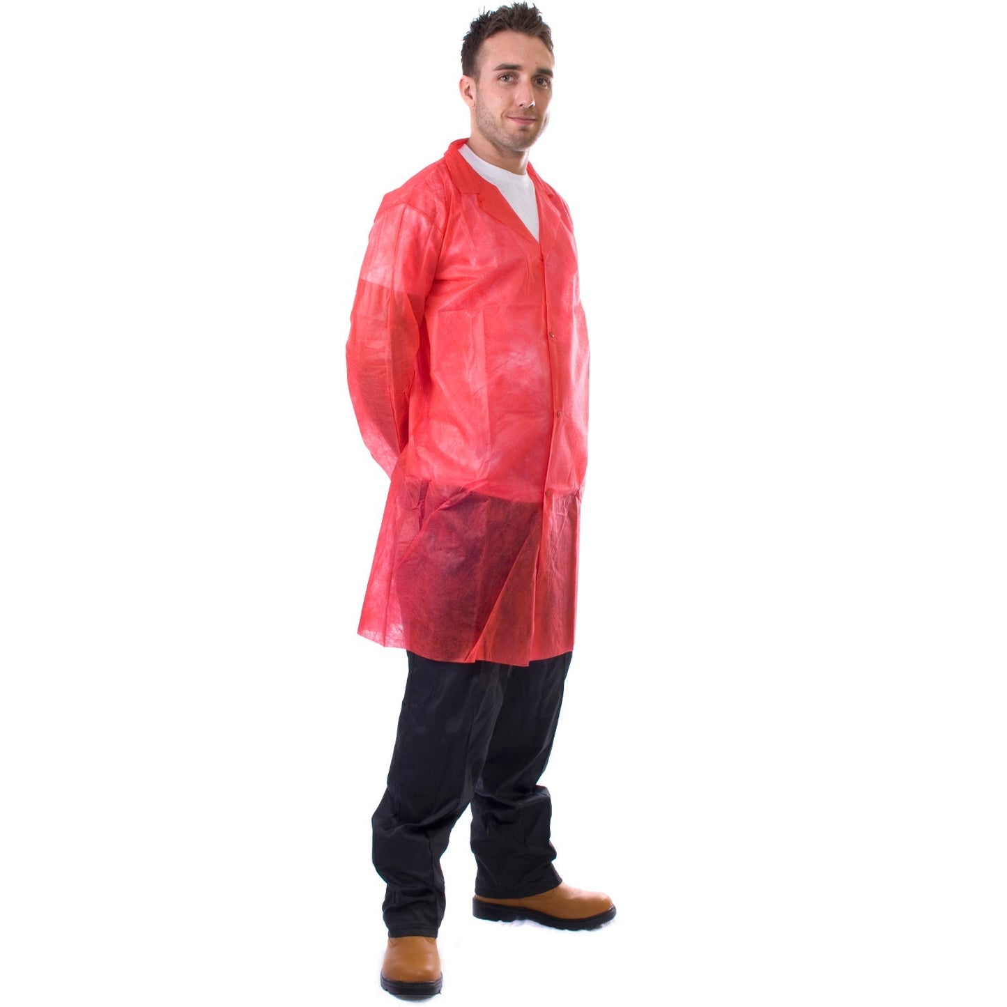 Supertouch Non-Woven Coat with Poppers Revere Collar for Food Processing