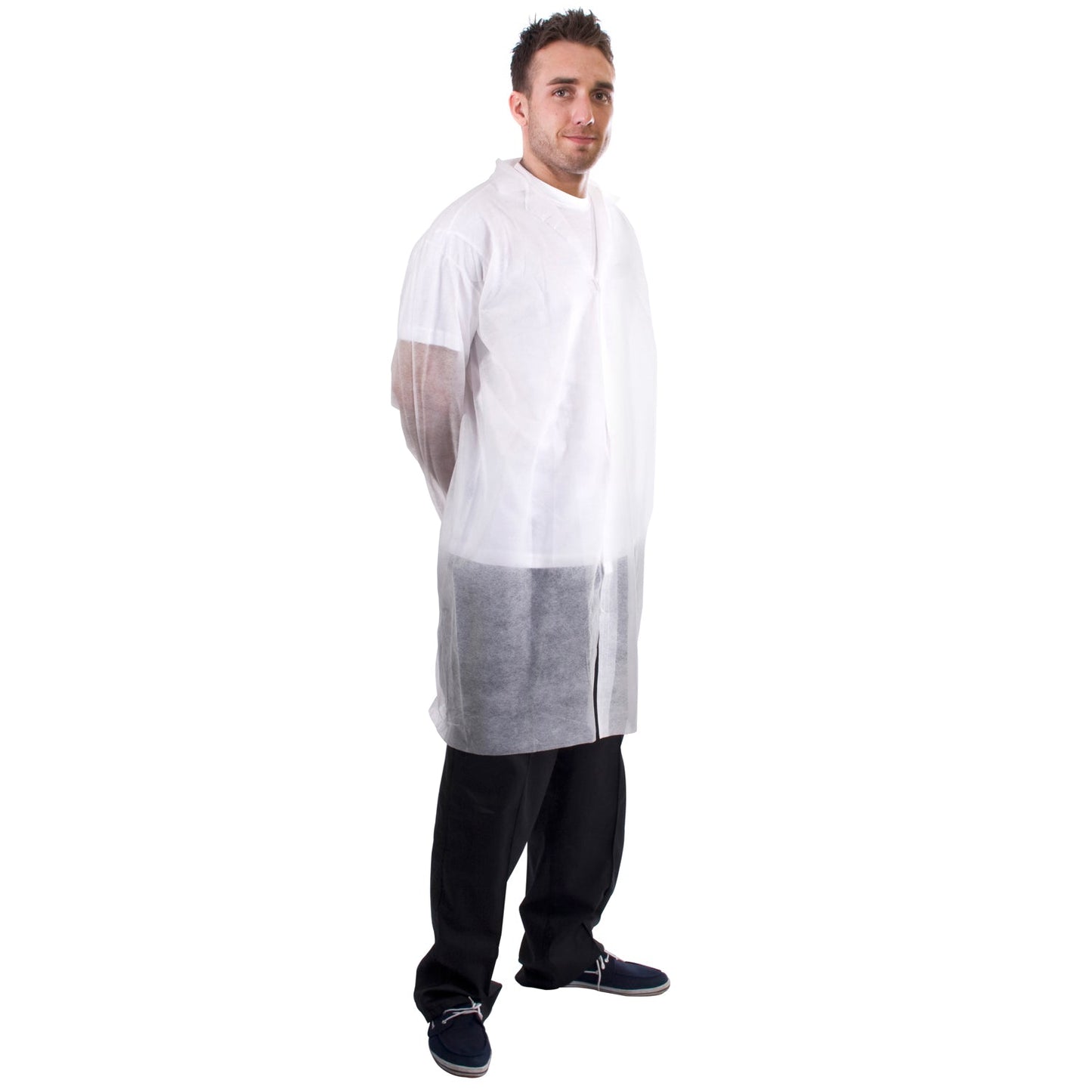 Supertouch Non-Woven Coat with Velcro Revere Collar for Food Processing 50pcs