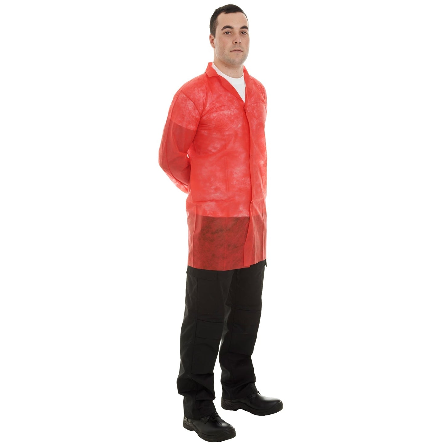 Supertouch Non-Woven Coat with Velcro Revere Collar for Food Processing 50pcs