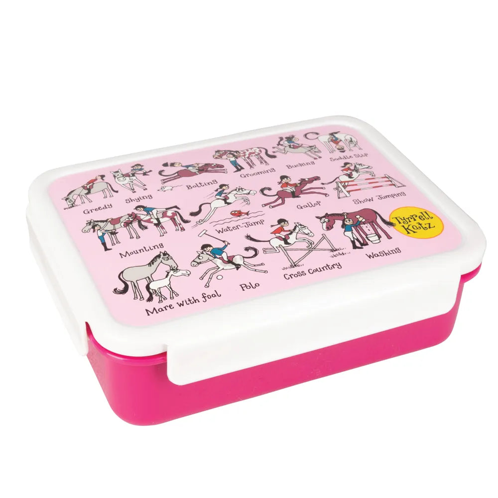 HY Tyrrell Katz Lunch Box By Equestrian Fun Horse Illustrations BPA Free