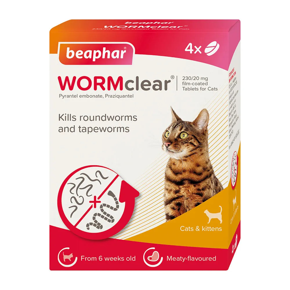 Beaphar Wormclear Cat Pet Medicine For Intestinal Worms Fast Acting Tablets