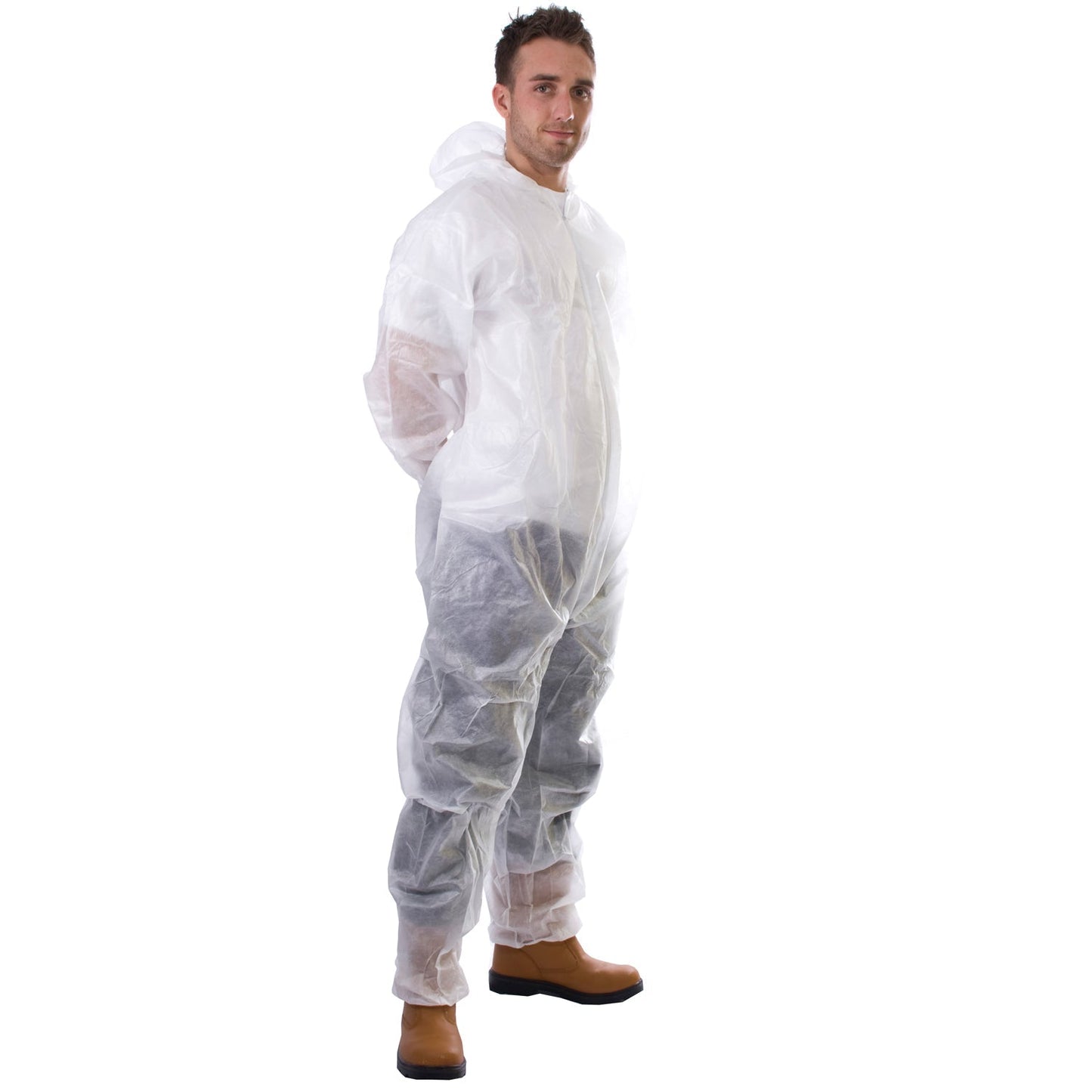 Supertouch PP Non-Woven Disposable Coveralls with Elasticated Cuffs and Hood