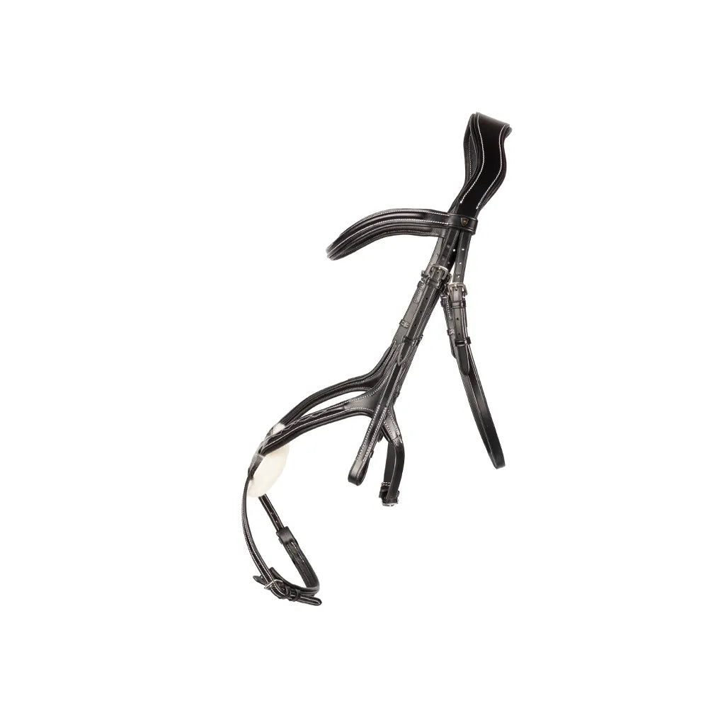 ProPresicce Pelle Grackle Leather Bridle by Hy Equestrian #colour_black-silver