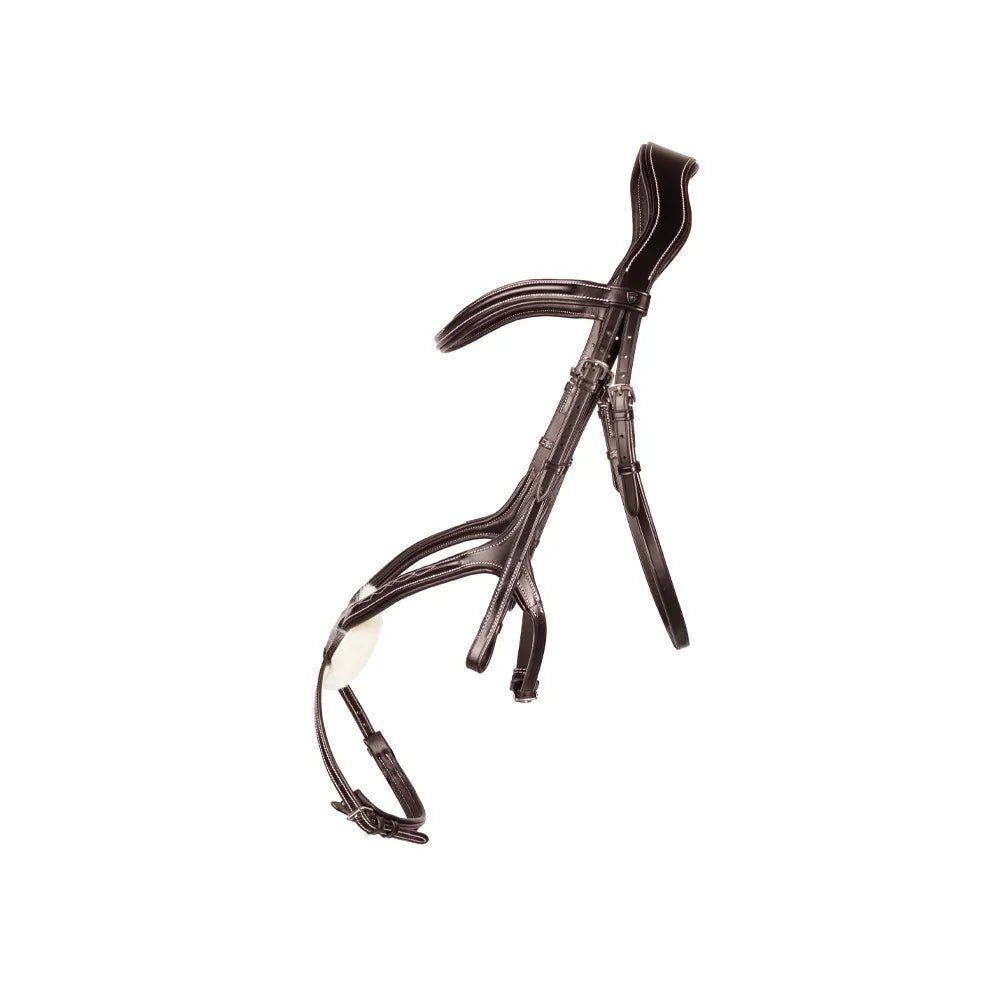 ProPresicce Pelle Grackle Leather Bridle by Hy Equestrian #colour_brown-silver