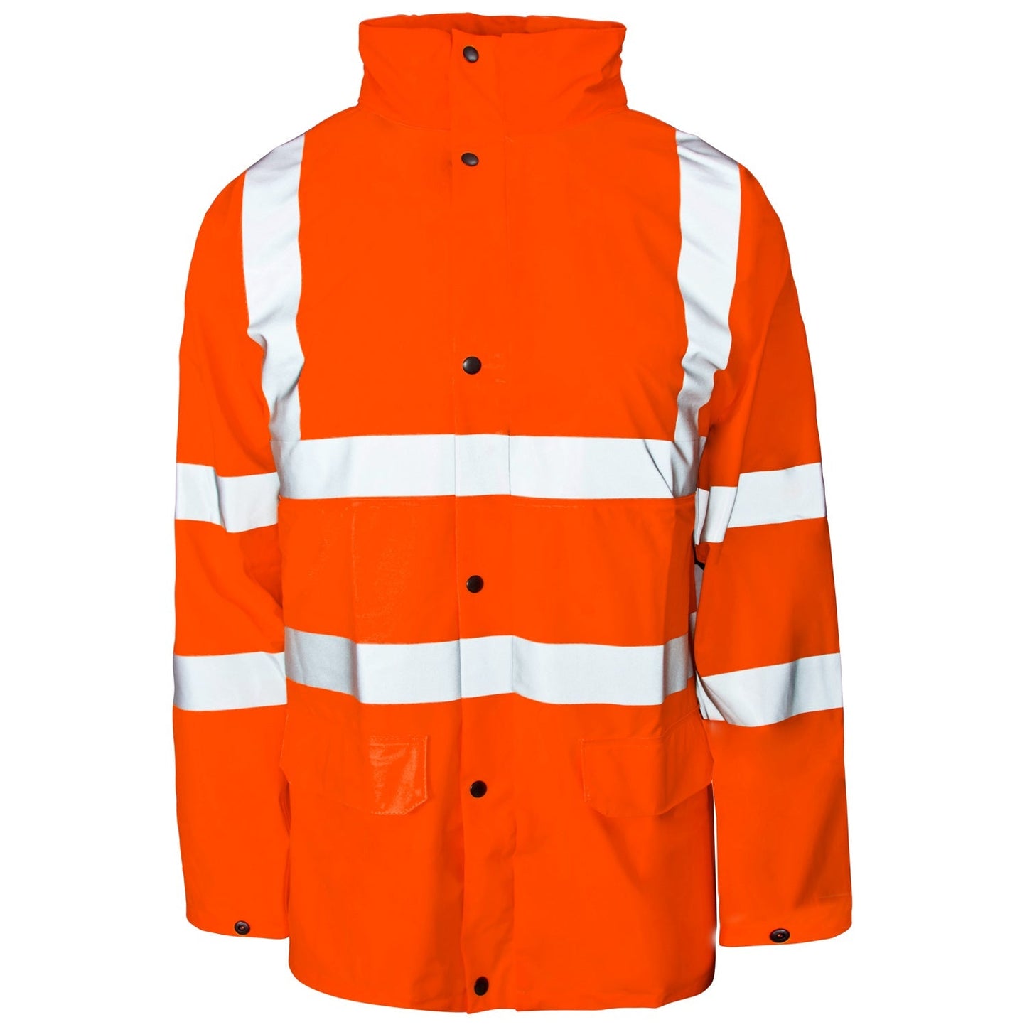 Stormflex Hi Vis Orange PU Jacket Lightweight Waterproof Breathable 2-Way Zip