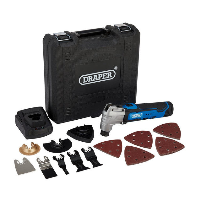 Draper Tools 12V Oscillating Multi-Tool Kit with Battery & Fast Charger 33pcs