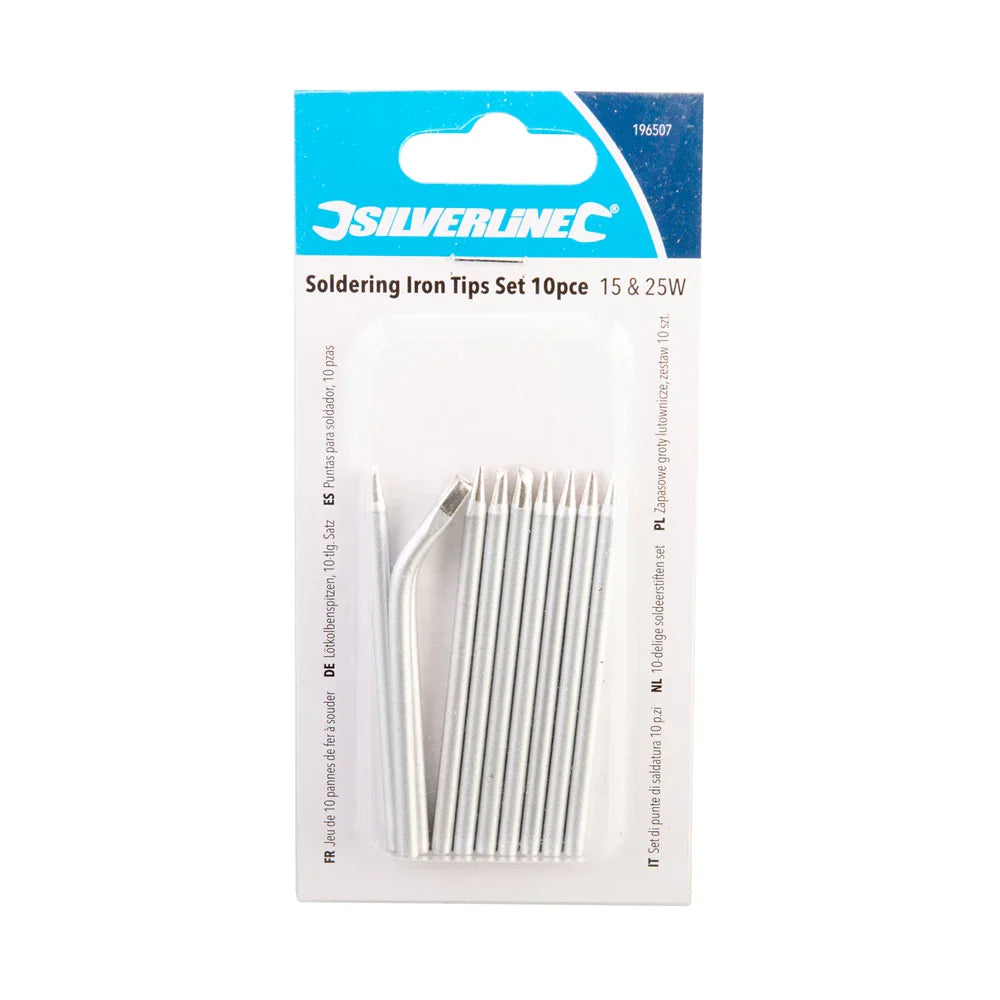 Silverline Soldering Iron Tips Set 10 Piece Compatible with 15W 25W Irons