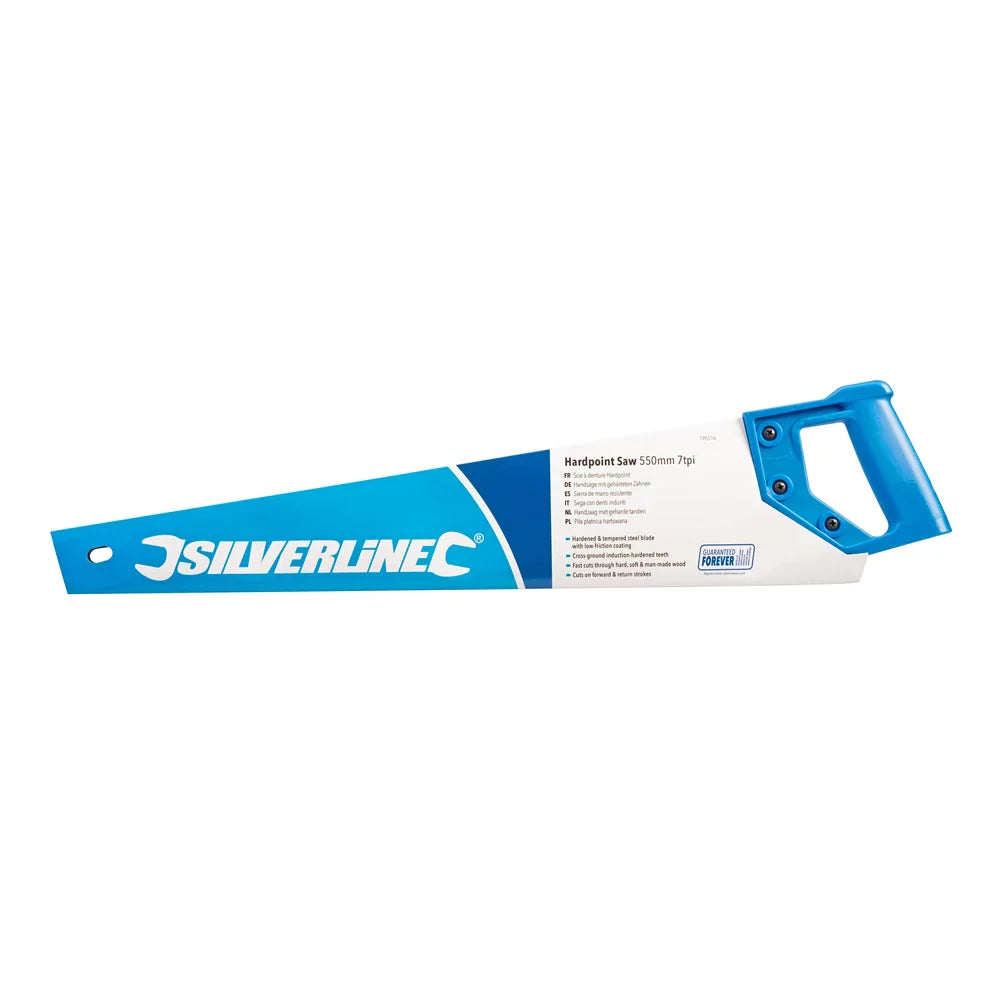 Silverline 550mm Hardpoint Saw 7tpi Hardened Steel Blade Fast Cutting Tool