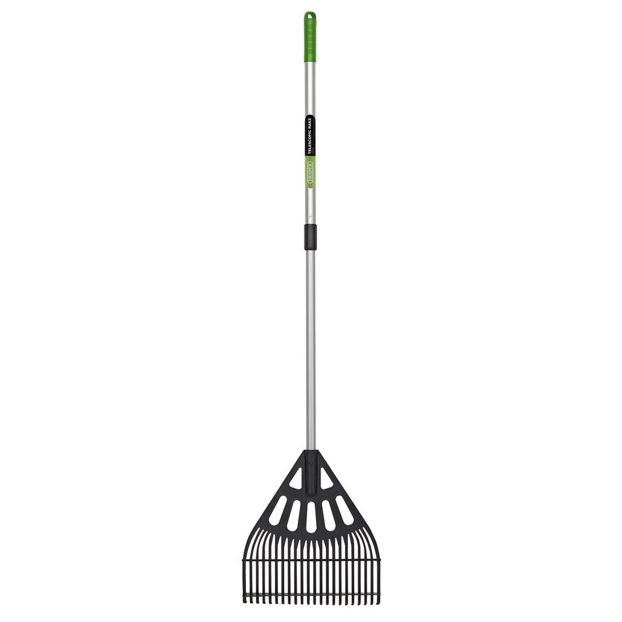 Draper Tools Telescopic Rake Adjustable Handle Lightweight 22 Tines 300mm Width