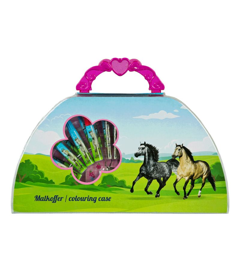 Waldhasuen Horse Colouring Case with Pencils, Crayons, Templates and