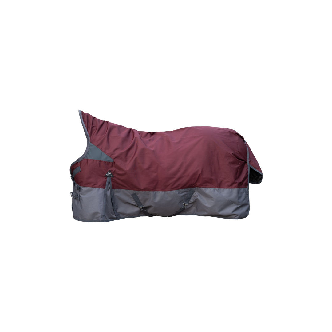 HKM 600D 100g High Neck Turnout Rug -Yukon- #colour_darkred-grey 