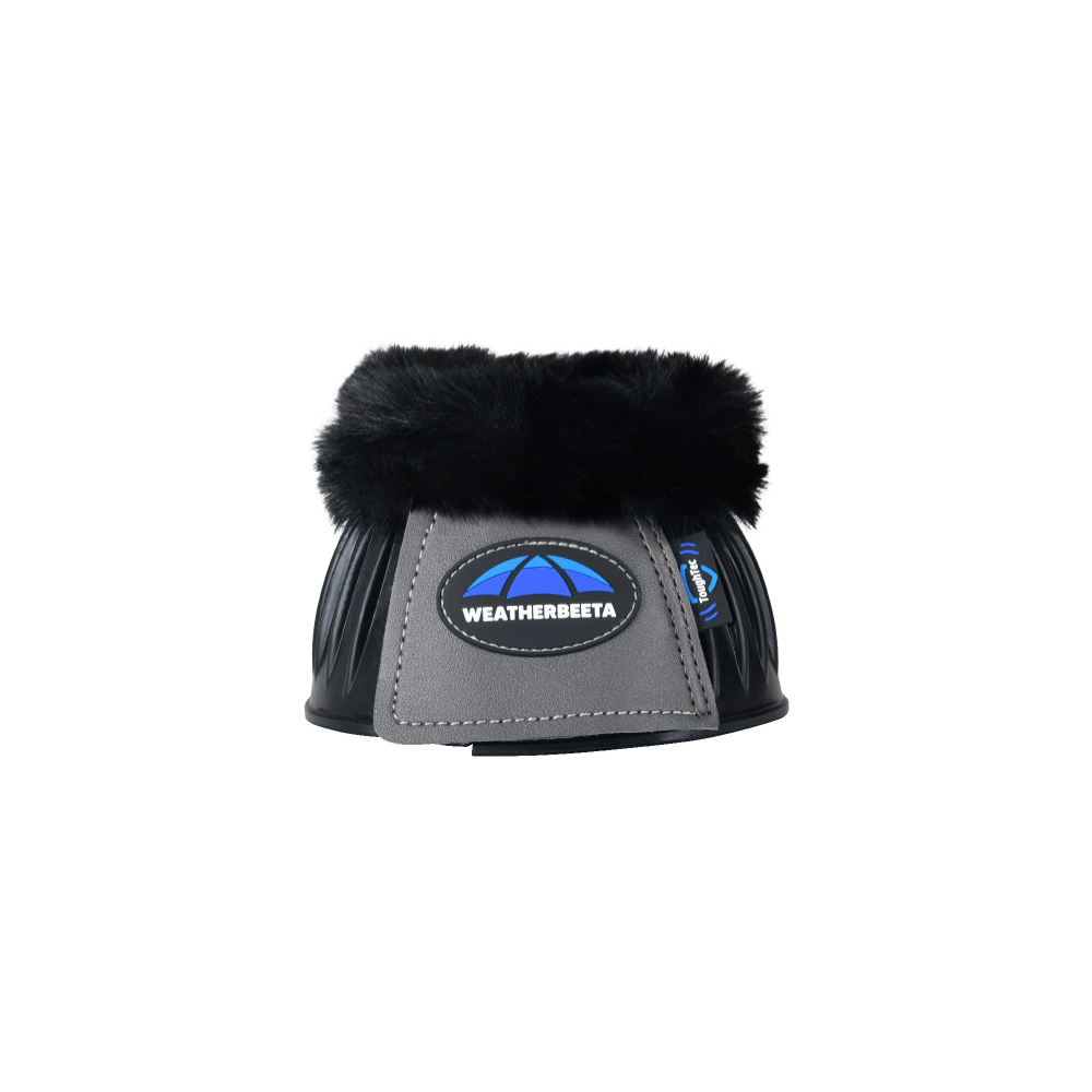 Weatherbeeta Tough-Tec Prime Fleece Trim Rubber Bell Boots #colour_black-grey