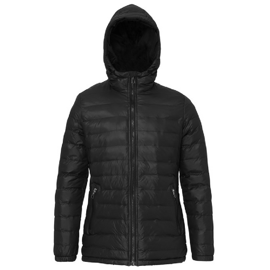 2786 Women's Padded Jacket Contrast Zip Quilted Lightweight Warm Hooded