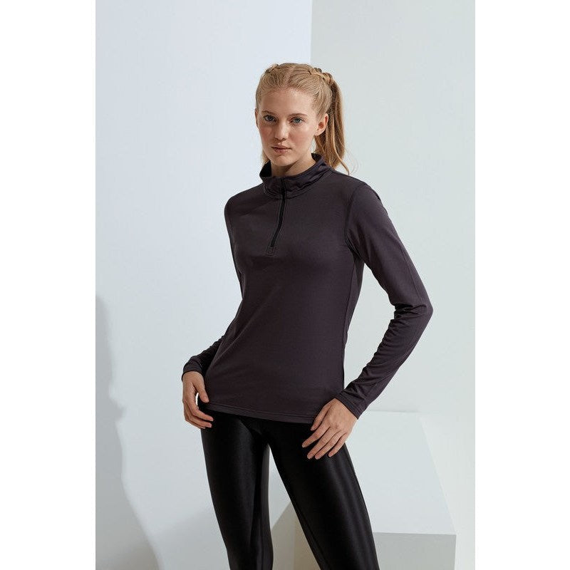 Women's TriDri Recycled Long Sleeve Â¼ Zip Top Brushed Inner Gym Layering