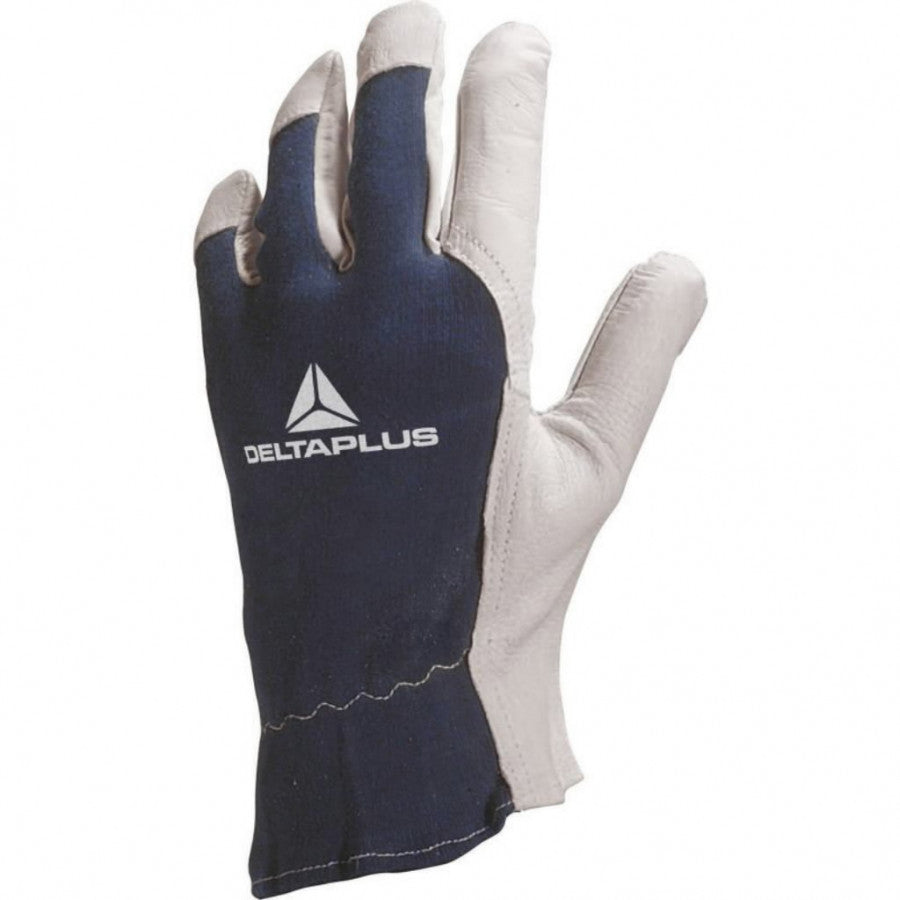 DeltaPlus DPCT402 Work Gloves Full Grain Goatskin Leather Size 10 Blue-White