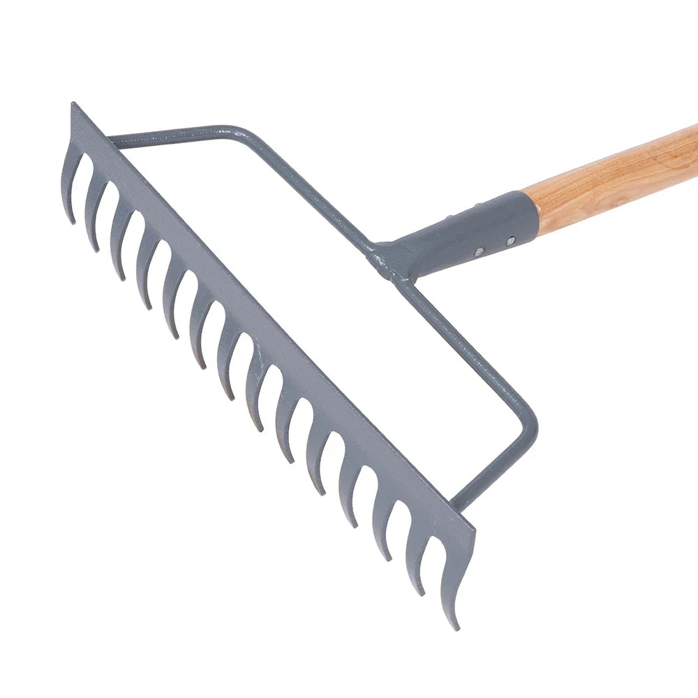 Silverline Carbon Steel Garden Rake with Ash Wood Handle for Soil Levelling