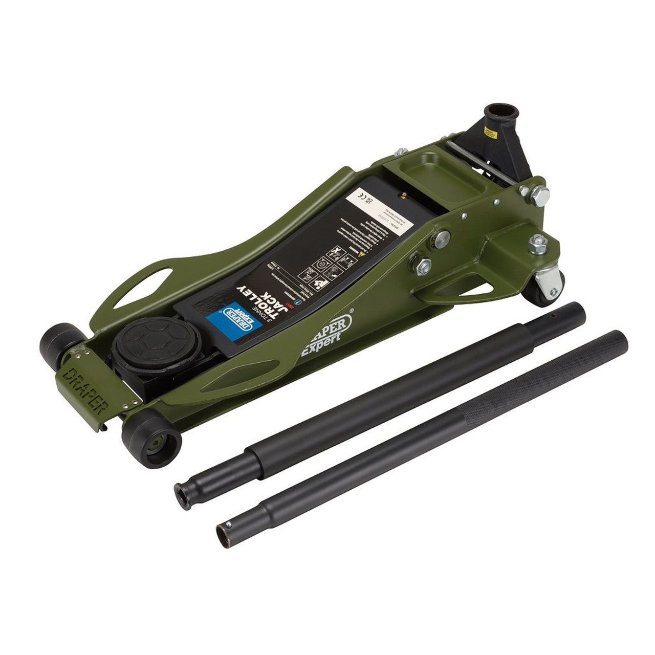 Draper Tools 3 Tonne Low Profile Fast Lift Garage Trolley Jack Green