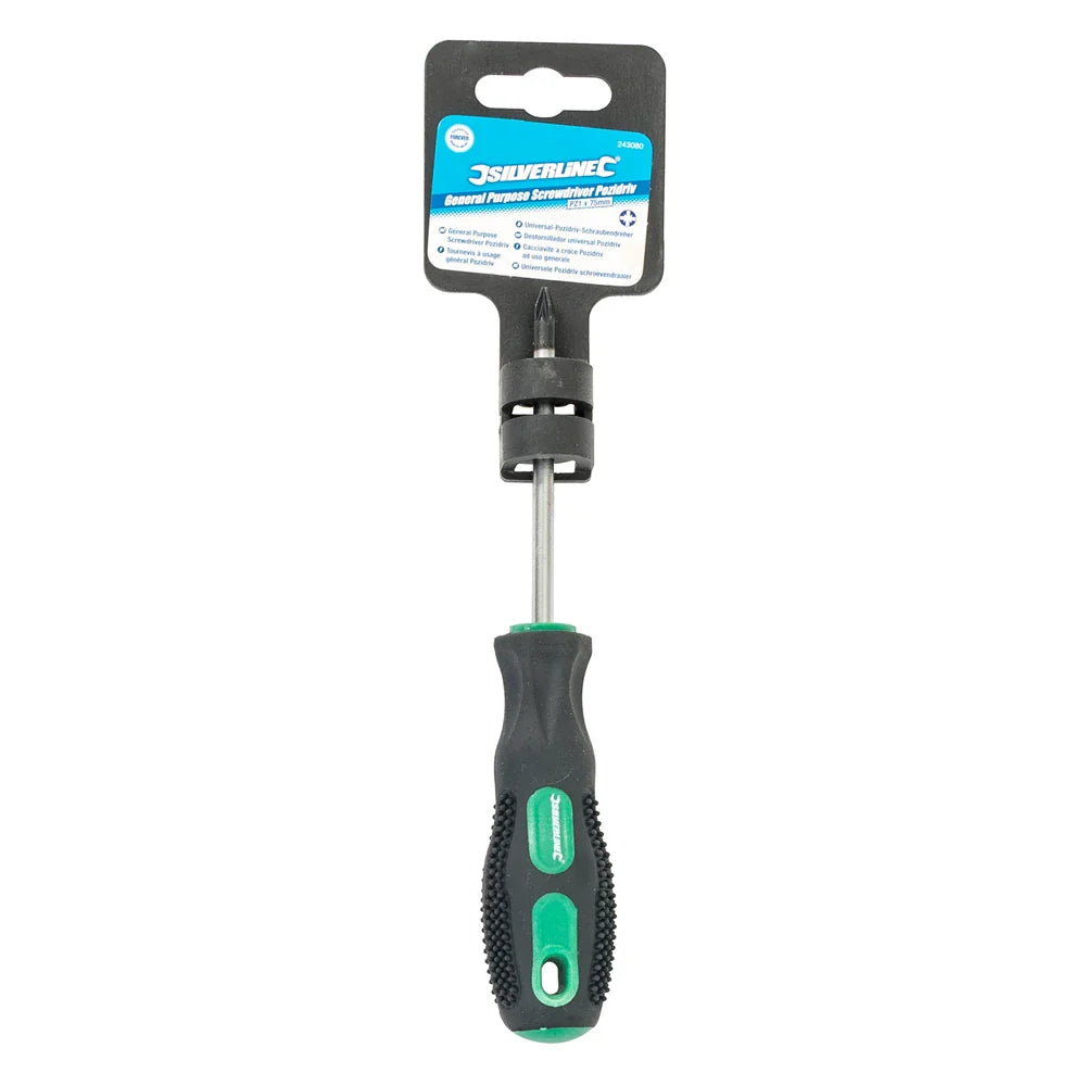 Silverline PZ1 General Purpose Screwdriver 75mm Chrome Vanadium Soft Grip