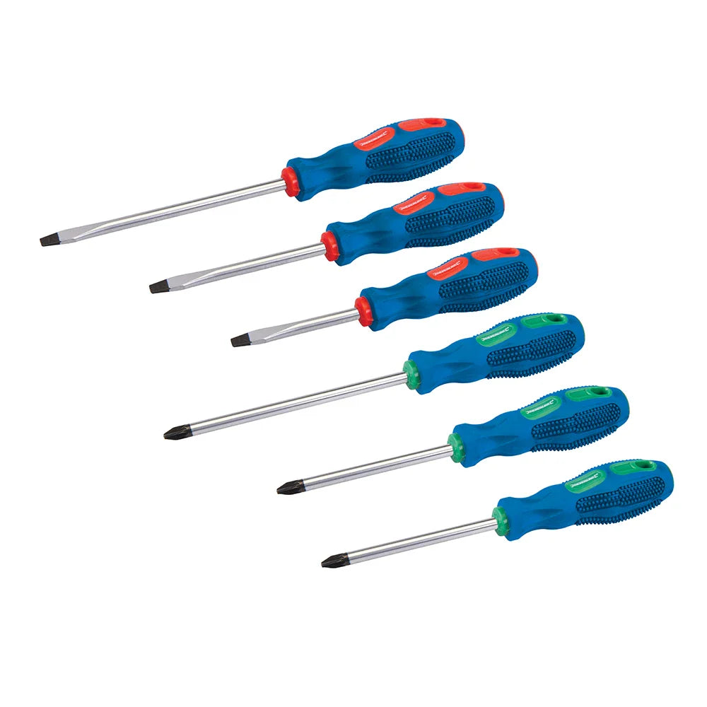 Silverline 6 Piece Screwdriver Set Chrome Vanadium Soft Grip Ergonomic Handles