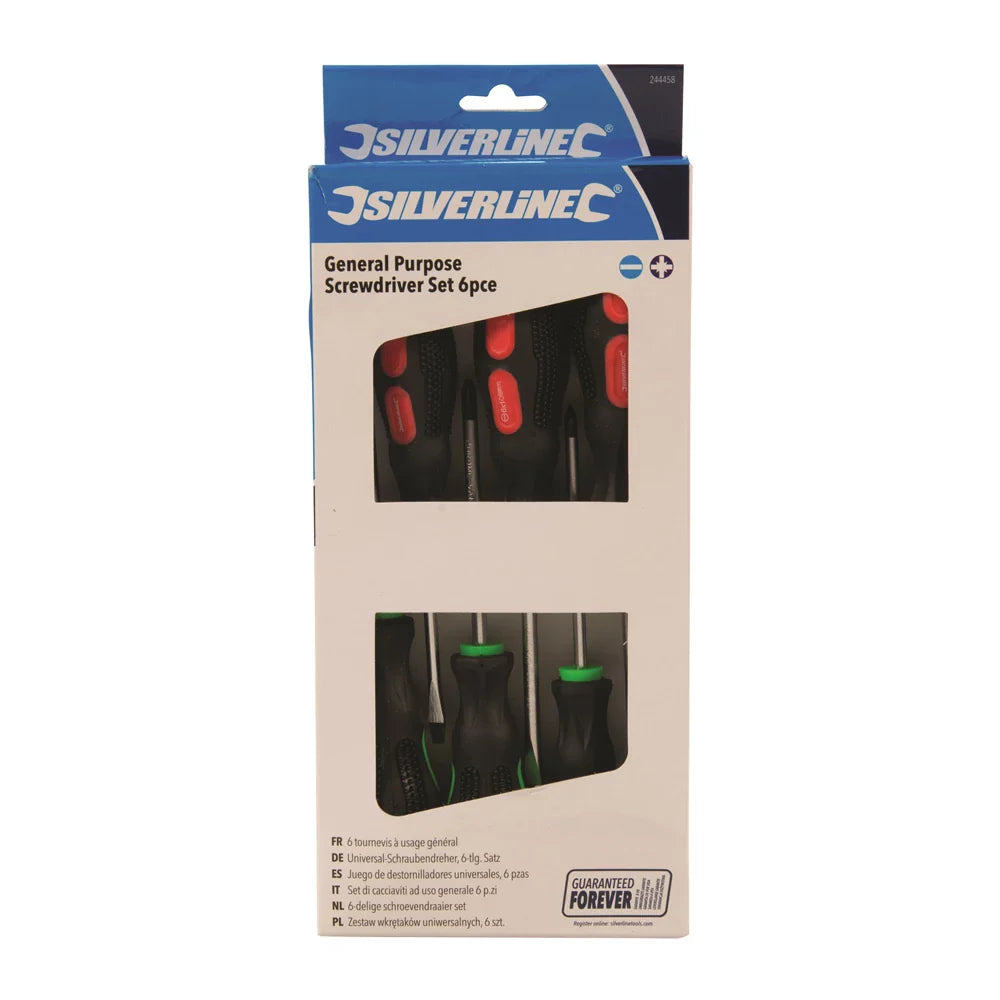 Silverline 6 Piece Screwdriver Set Chrome Vanadium Soft Grip Ergonomic Handles