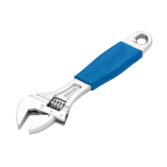 Draper Tools 150mm Adjustable Wrench Carbon Steel Soft Grip Handle 19mm Jaw