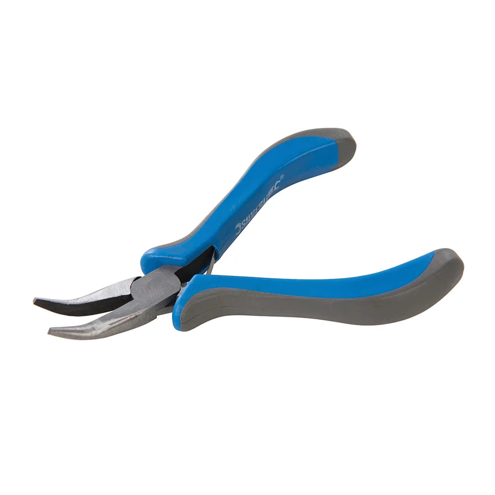 Silverline Bent Nose Mini Pliers Carbon Steel Jaws Soft Grip Handles 2-Tone