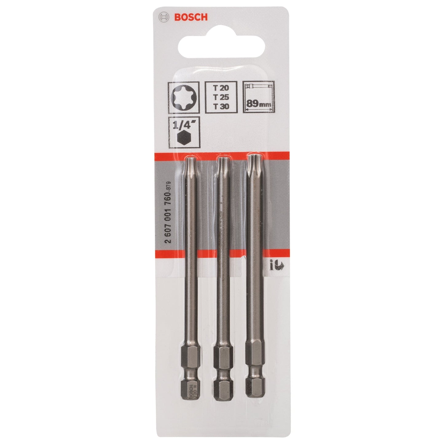 Bosch Professional Torx Screwdriver Bits 3 Pack 89mm S2 Steel Torsion Zone
