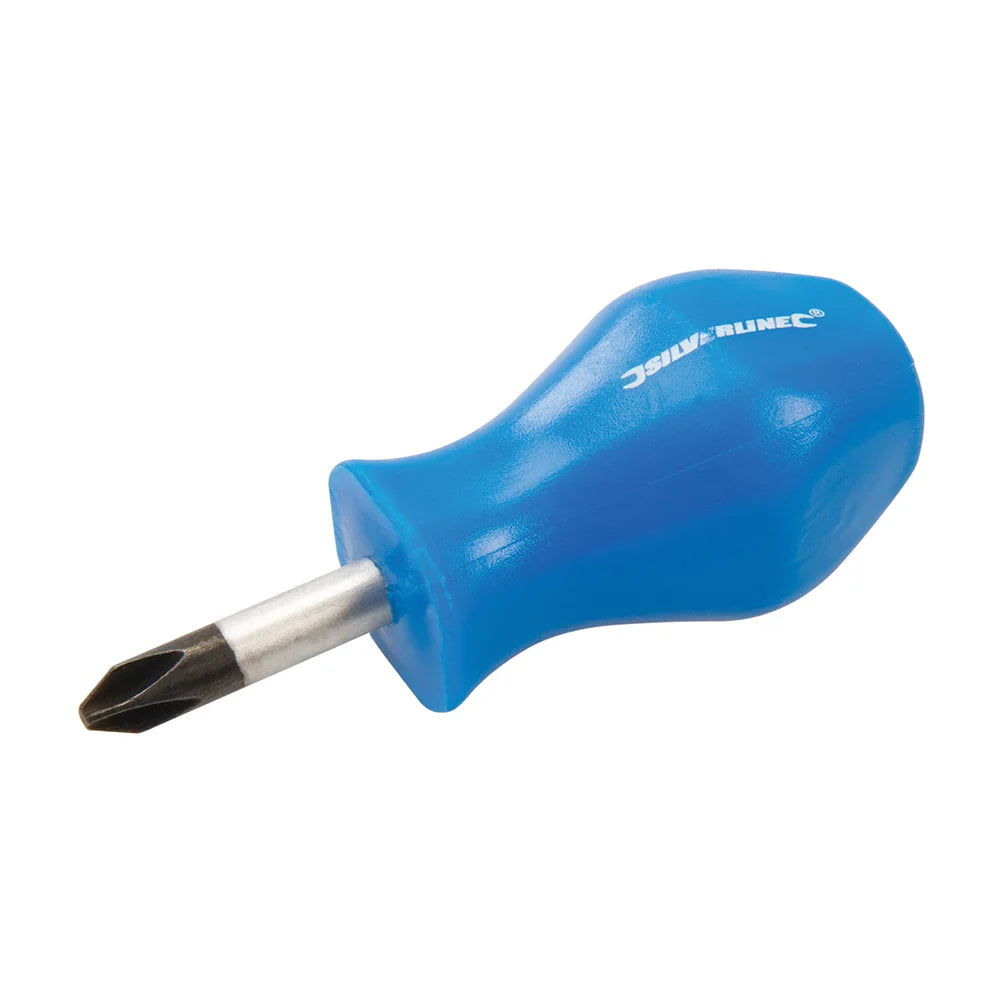 Silverline Stubby Screwdriver PH2 25mm Chrome Vanadium Steel Soft Grip Handle