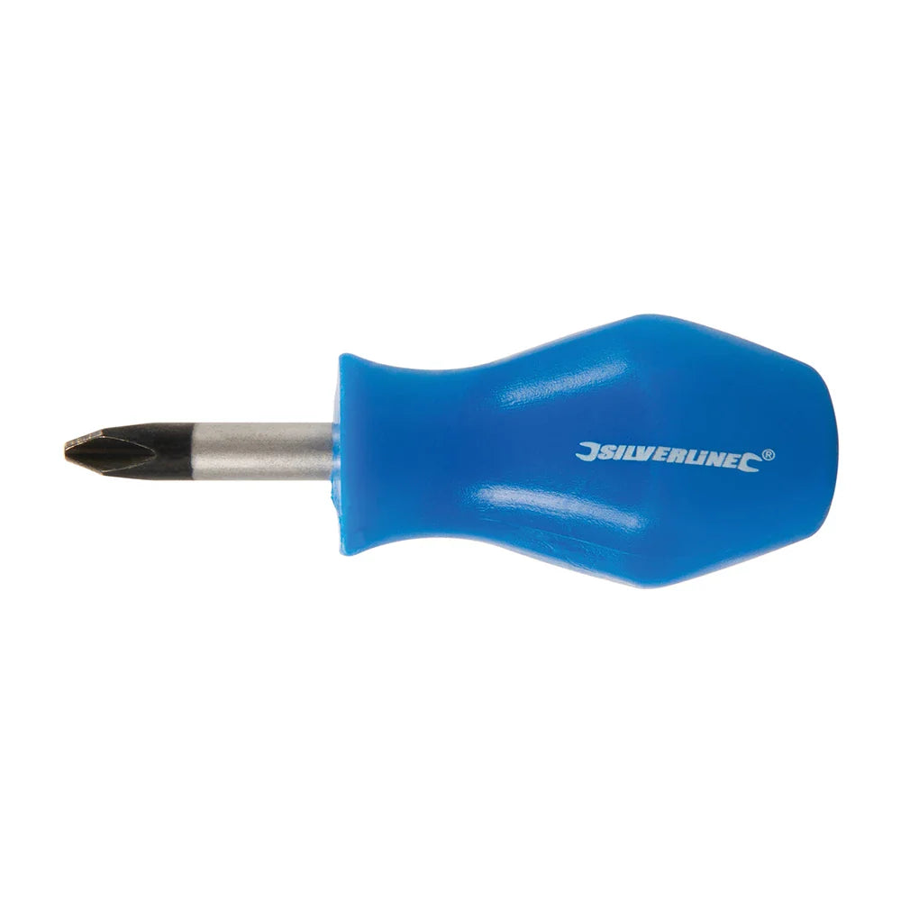 Silverline Stubby Screwdriver PH2 25mm Chrome Vanadium Steel Soft Grip Handle