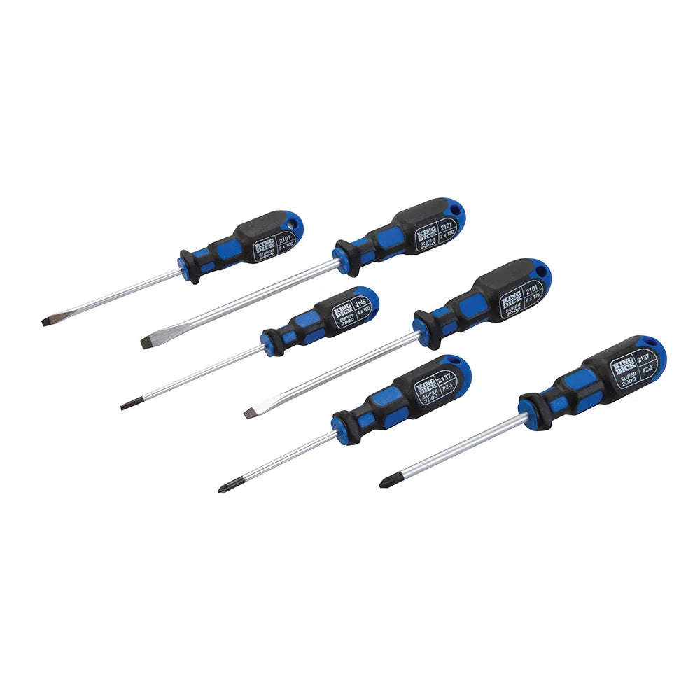 King Dick 6 Piece Screwdriver Set Chrome Vanadium Steel Soft Grip Handles