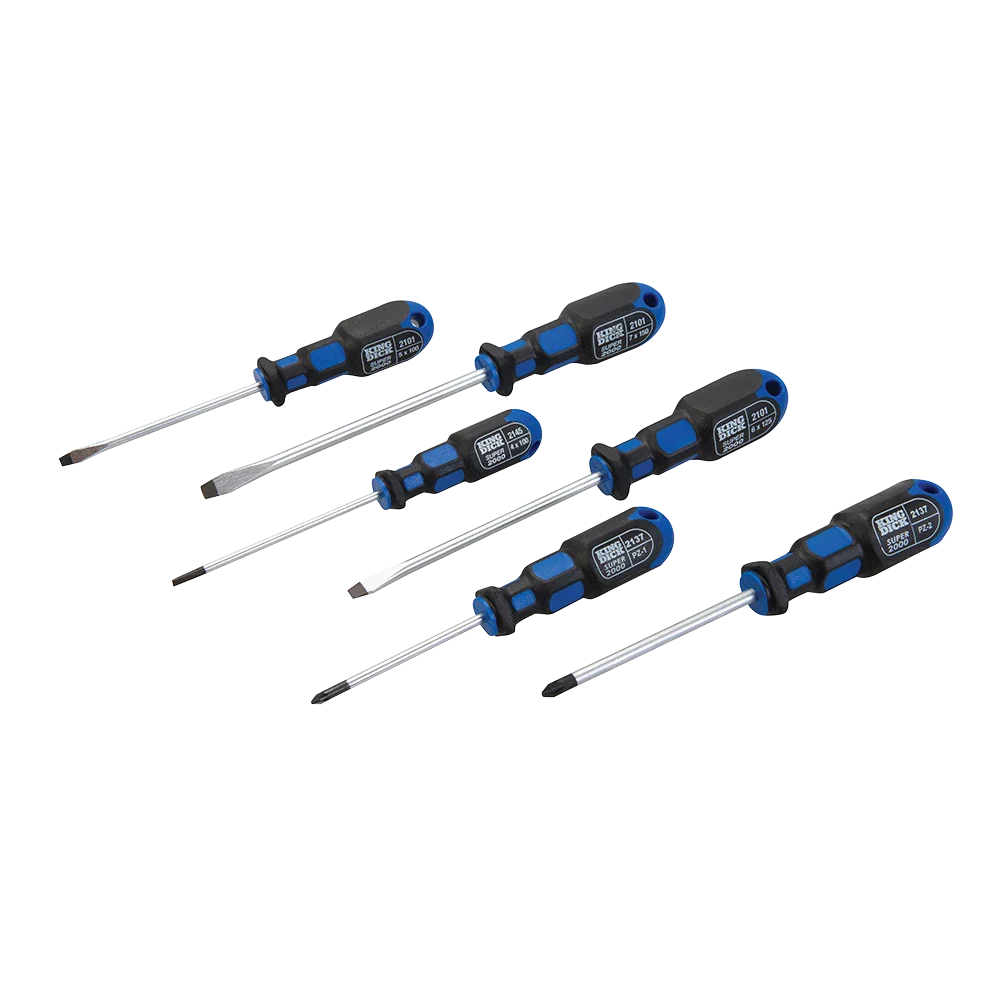 King Dick 6 Piece Screwdriver Set Chrome Vanadium Steel Soft Grip Handles