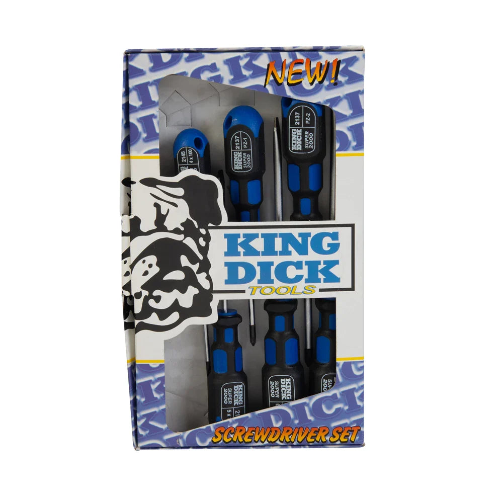 King Dick 6 Piece Screwdriver Set Chrome Vanadium Steel Soft Grip Handles