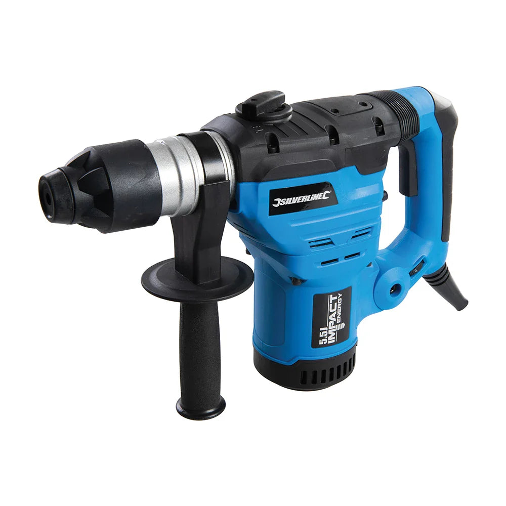 Silverline 1500W SDS Plus Drill 5.5J Impact Energy Variable Speed with Chisels